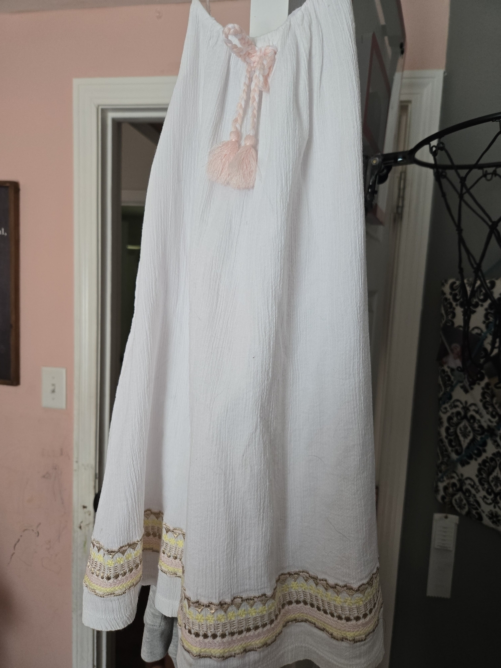 3/20💫Girls White Boho Tassel Midi Dress
